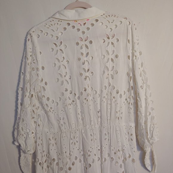 Lilly Pulitzer White Amrita Eyelet Midi Button Down Dress Size 10 - Picture 13 of 16